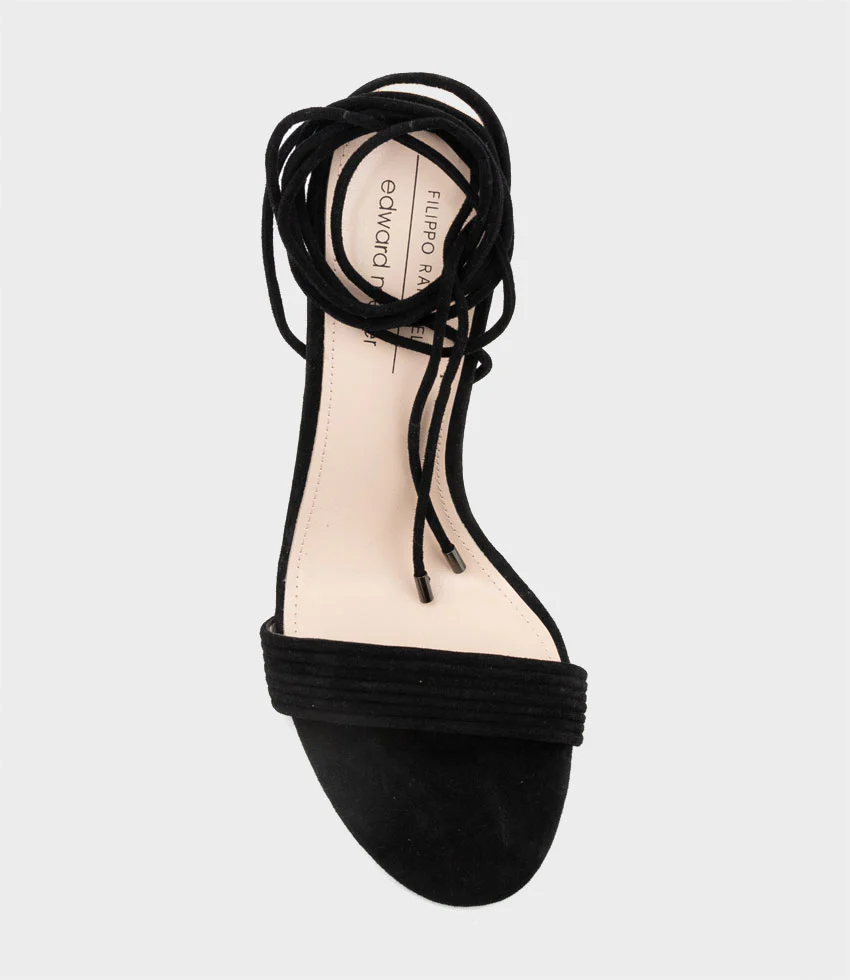 WISTERIA100 Ankle Tie Sandal in Black Suede - Image 4