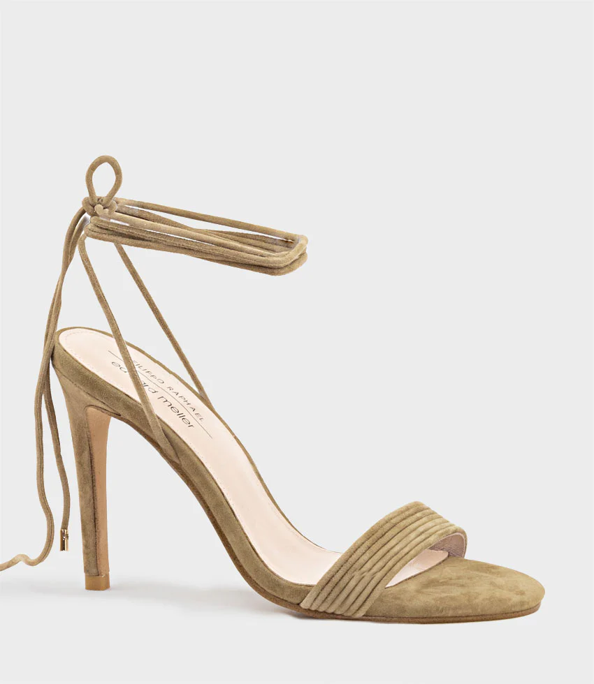 WISTERIA100 Ankle Tie Sandal in Camel Suede - Image 3