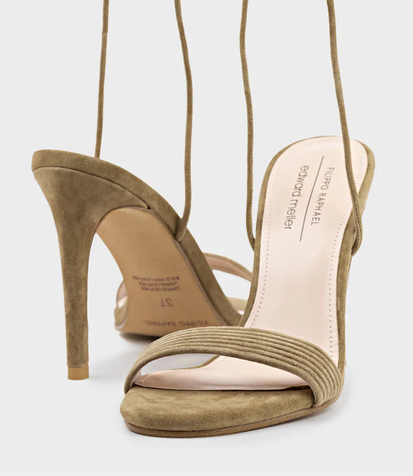 WISTERIA100 Ankle Tie Sandal in Camel Suede - Image 4