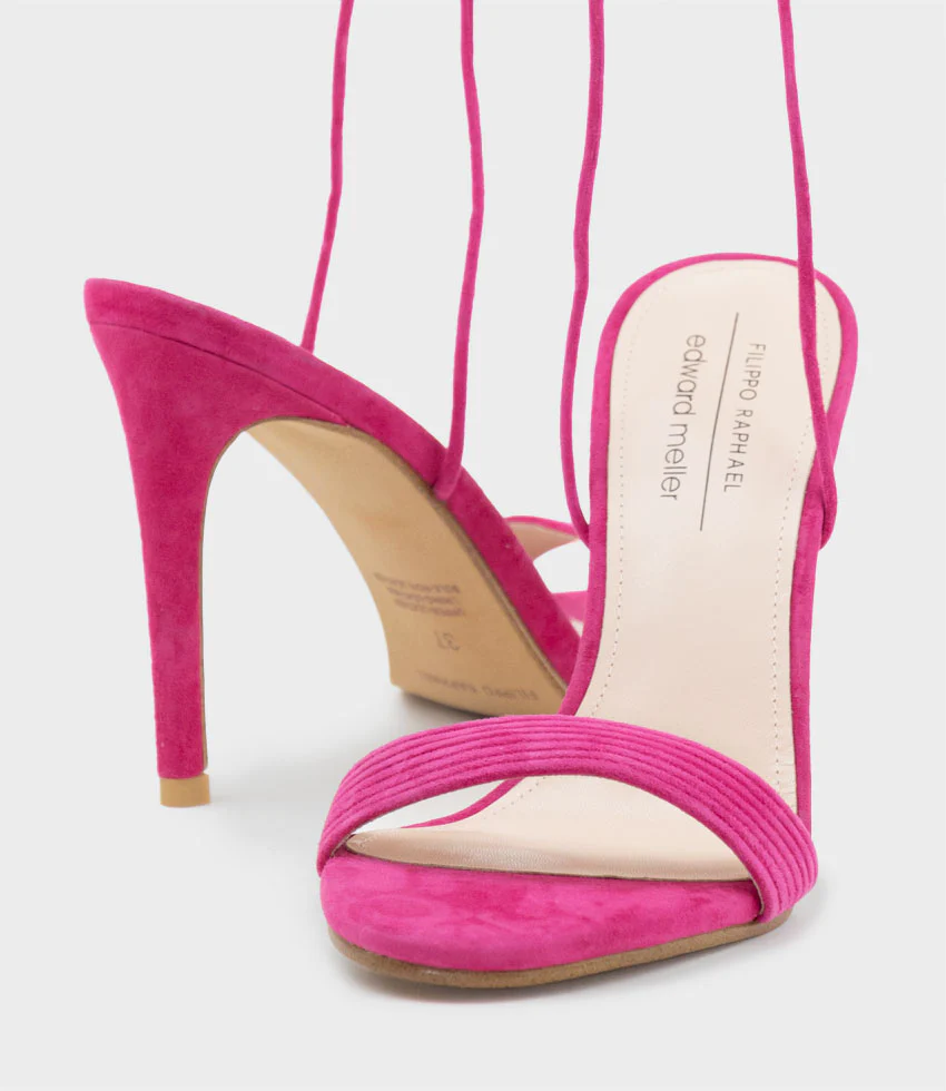 WISTERIA100 Ankle Tie Sandal in Hot Pink Suede - Image 4