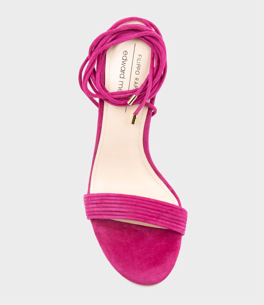 WISTERIA100 Ankle Tie Sandal in Hot Pink Suede - Image 5