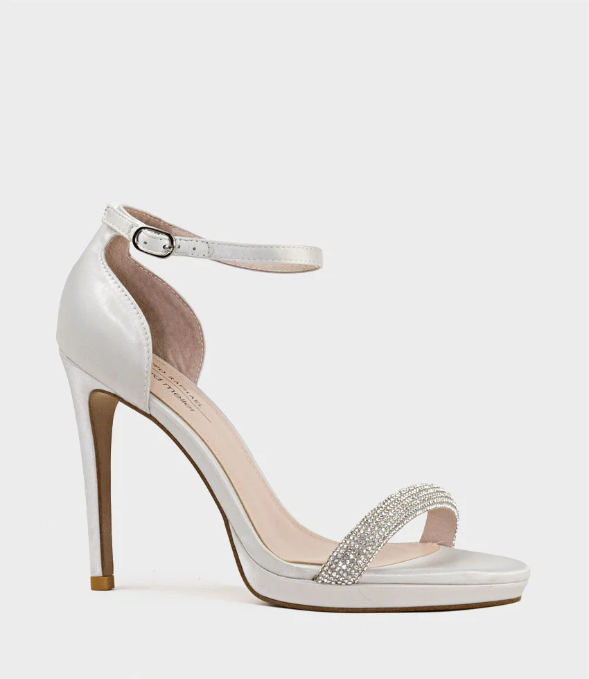 WISTFUL110 Diamond Band Platform Sandal in Ivory Satin - Image 2