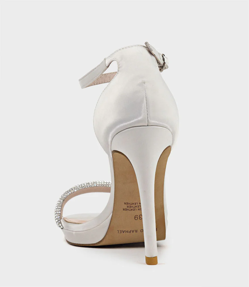 WISTFUL110 Diamond Band Platform Sandal in Ivory Satin - Image 3