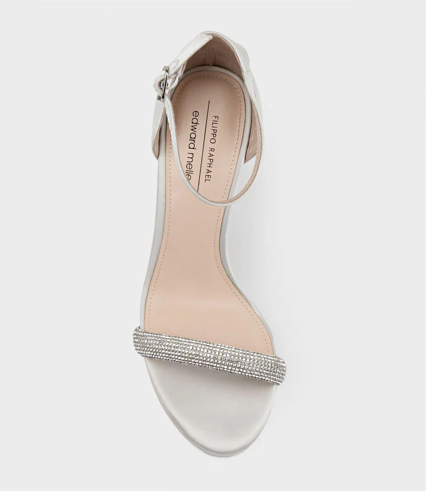 WISTFUL110 Diamond Band Platform Sandal in Ivory Satin - Image 4