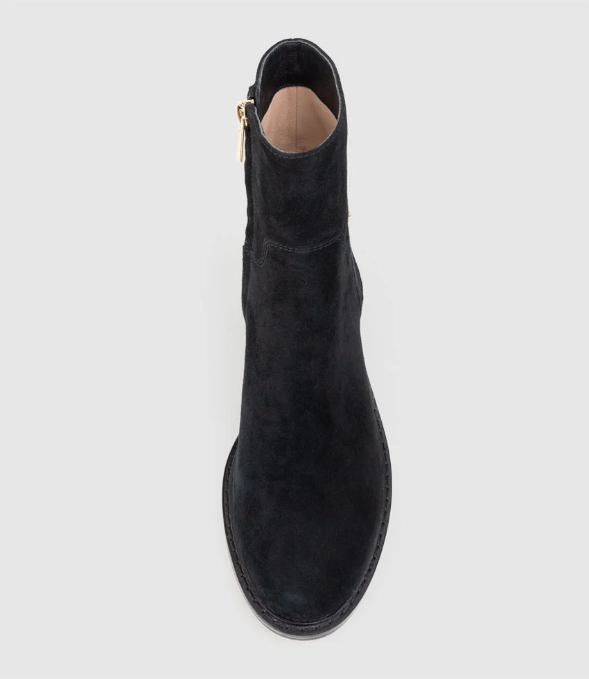 WOAD30 Block Heel Ankle Boot in Black Suede - Image 4