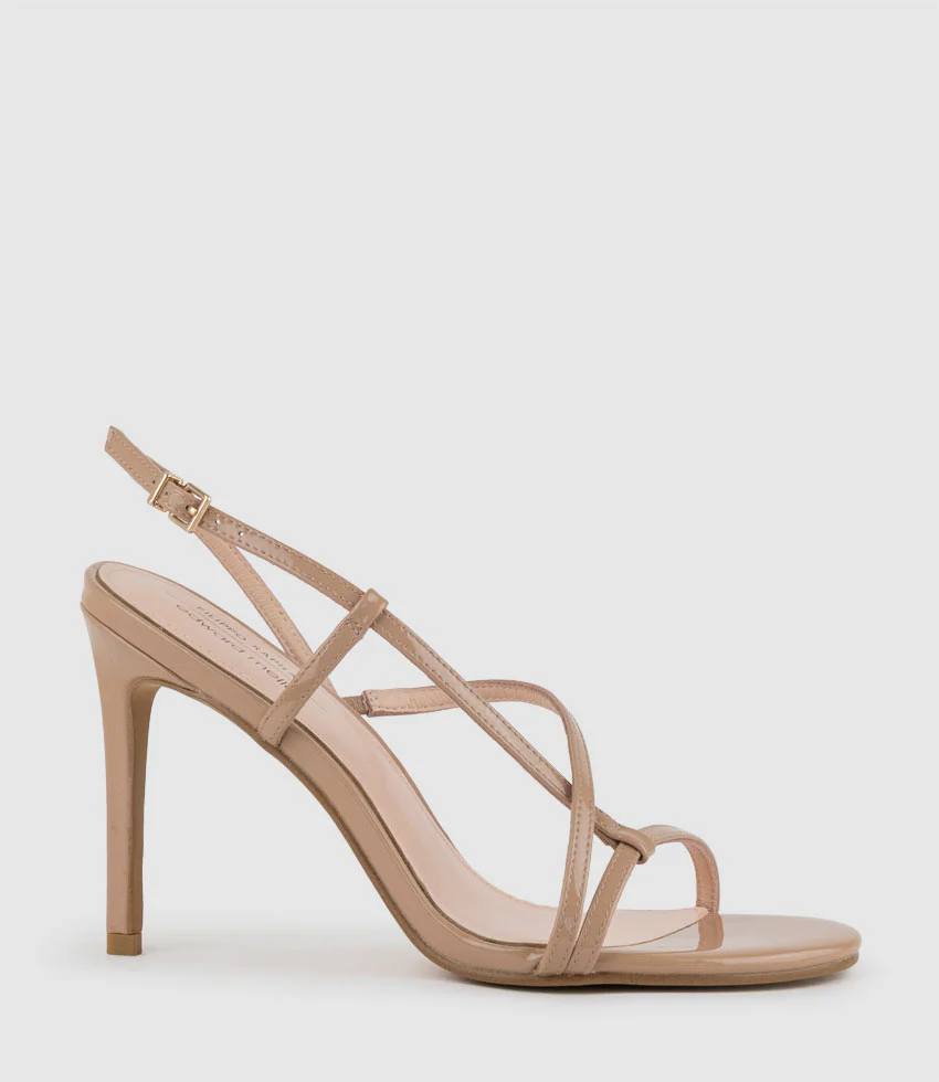WRAITH100 Asymmetrical Strappy Sandal in Nude Patent - Image 2