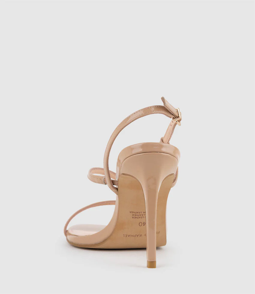 WRAITH100 Asymmetrical Strappy Sandal in Nude Patent - Image 3