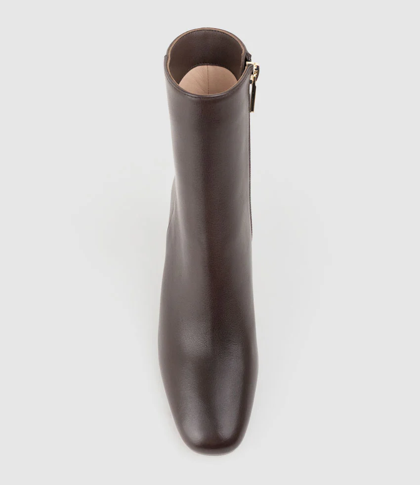 XADIA85 Block Heel Ankle Boot in Chocolate Calf - Image 5