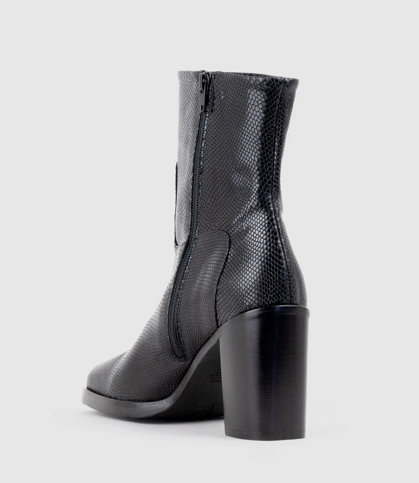 XINA90 Ankle Boot in Black Reptile - Image 4
