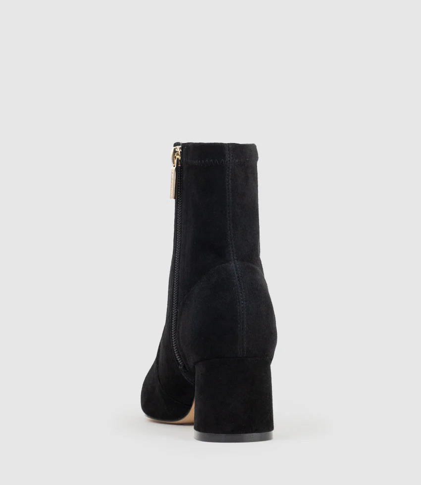 ZADINE55 Block Heel Sock Boot in Black Suede - Image 4