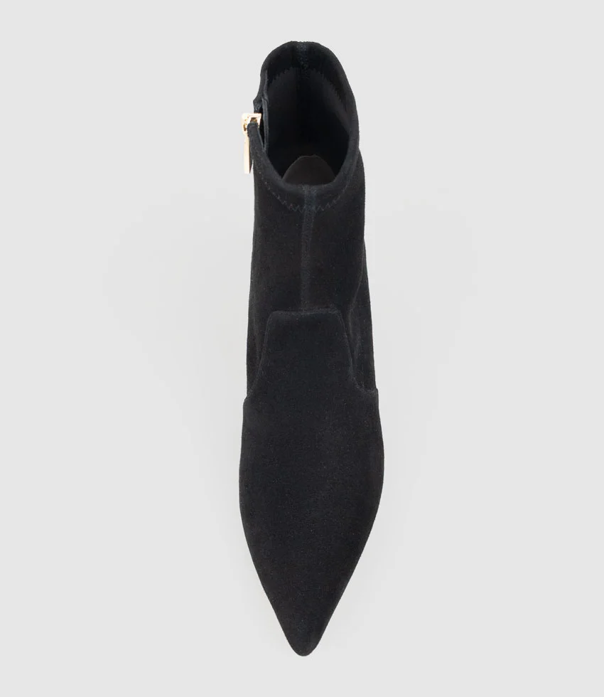 ZADINE55 Block Heel Sock Boot in Black Suede - Image 5