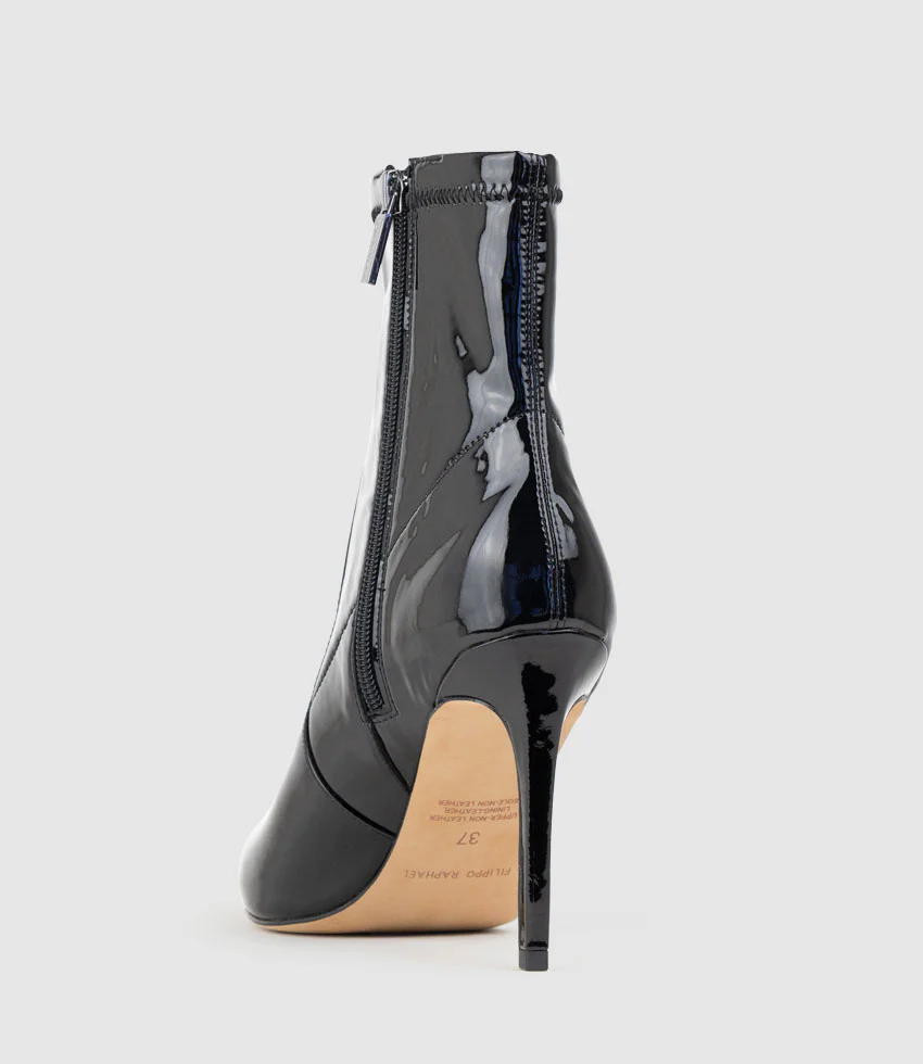 ZAHIR100 Stiletto Sock Boot in Black Patent - Image 4