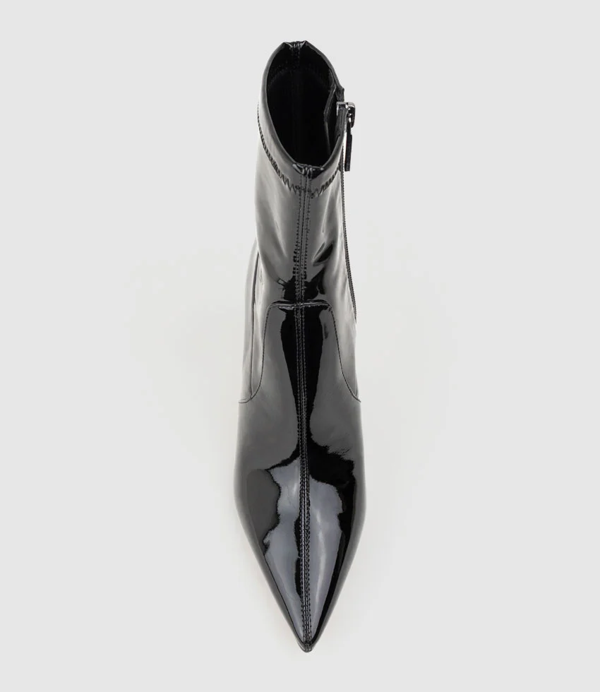 ZAHIR100 Stiletto Sock Boot in Black Patent - Image 5
