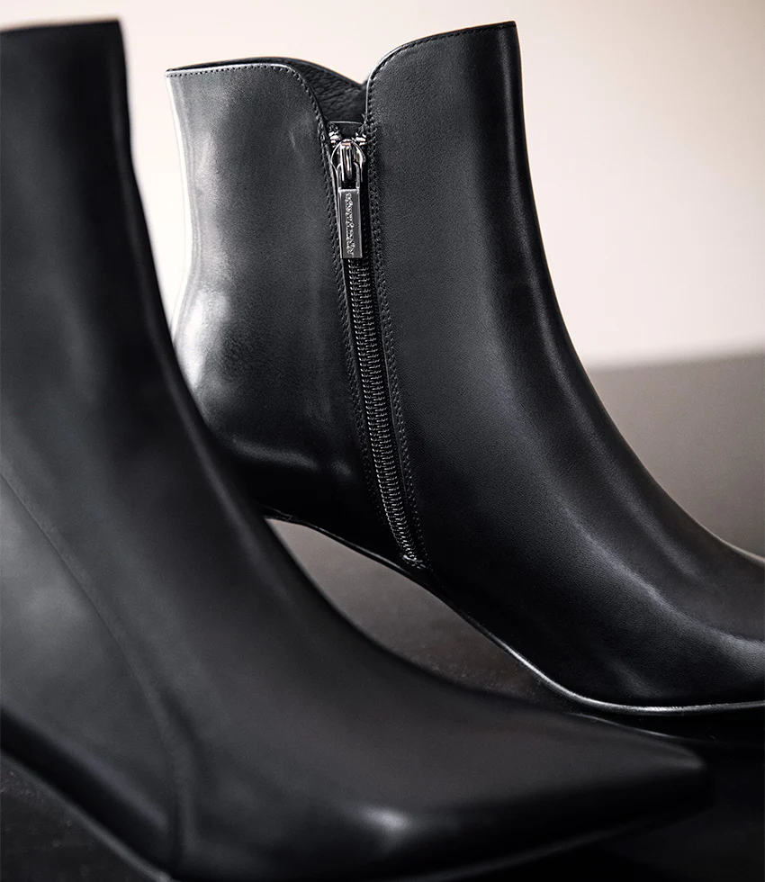 ZAID75 Pointed Ankle Boot in Black Calf - Image 2