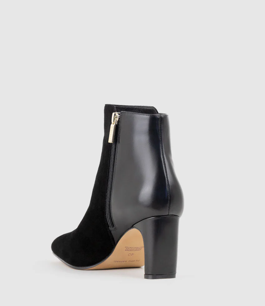 ZAYNE70 Half and Half Ankle Boot in Black Suede Combo - Image 3