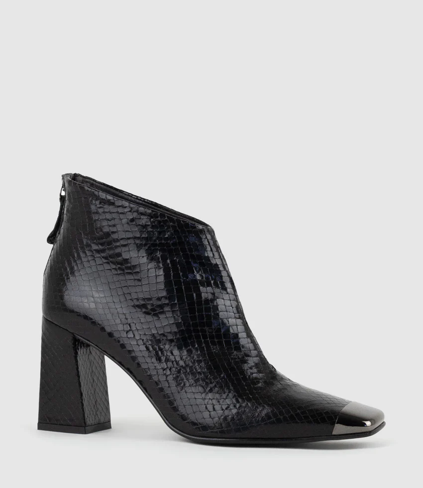 ZELDA85 Cap Toe Ankle Boot in Black Reptile - Image 3
