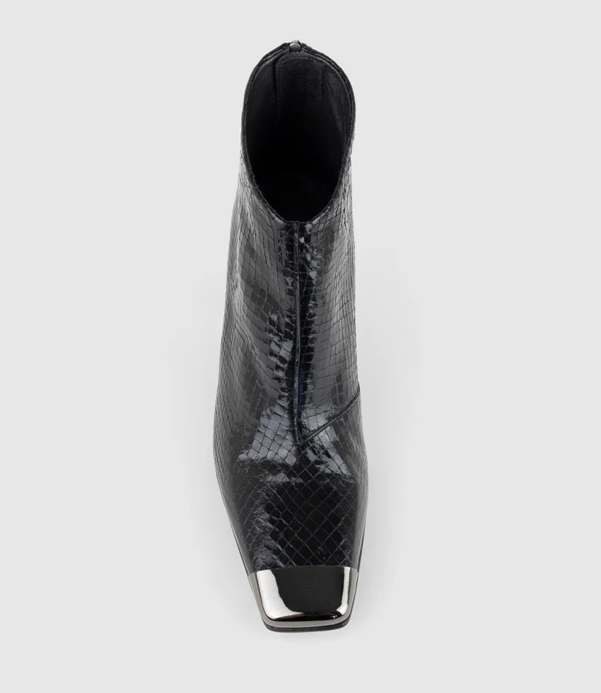 ZELDA85 Cap Toe Ankle Boot in Black Reptile - Image 5