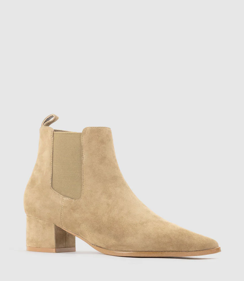 ZENIA45 Ankle Boot with Gusset in Cashew Suede - Image 2