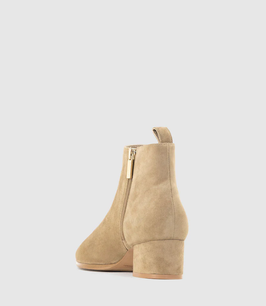 ZENIA45 Ankle Boot with Gusset in Cashew Suede - Image 3