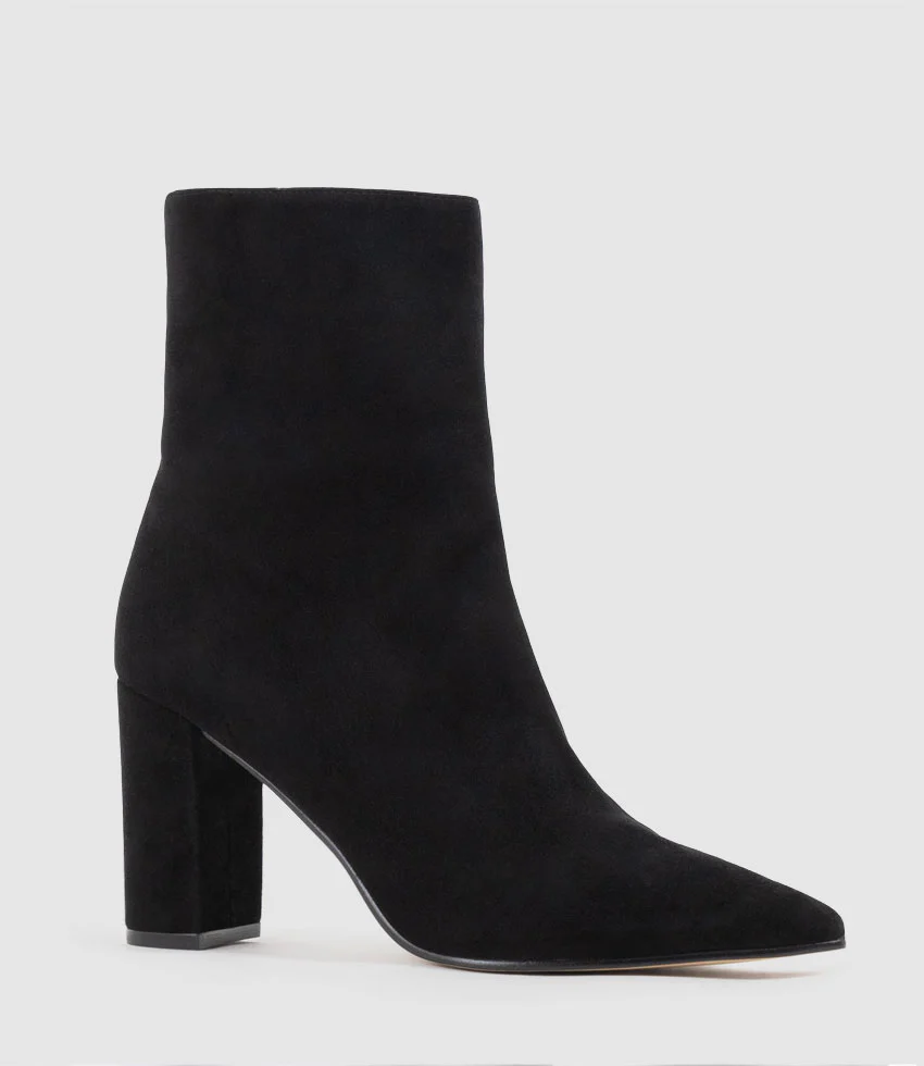 ZIARA85 Block Heel Ankle Boot in Black Suede - Image 3