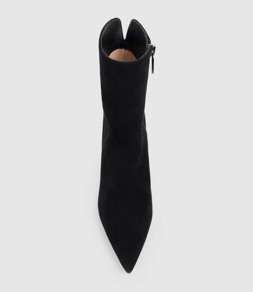 ZIARA85 Block Heel Ankle Boot in Black Suede - Image 5