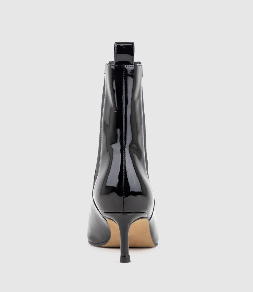 ZIRIA55 Pointed Boot with Gusset in Black Patent - Image 4