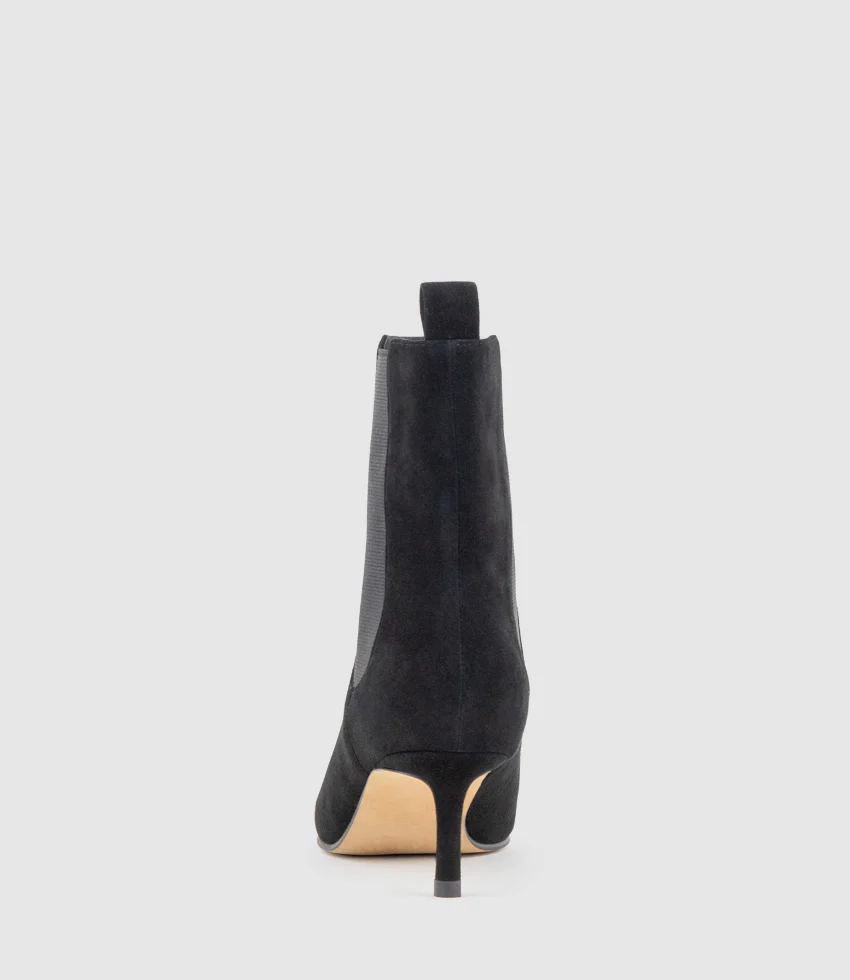 ZIRIA55 Pointed Boot with Gusset in Black Suede - Image 3