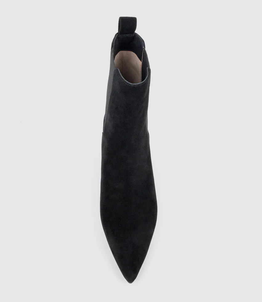 ZIRIA55 Pointed Boot with Gusset in Black Suede - Image 4