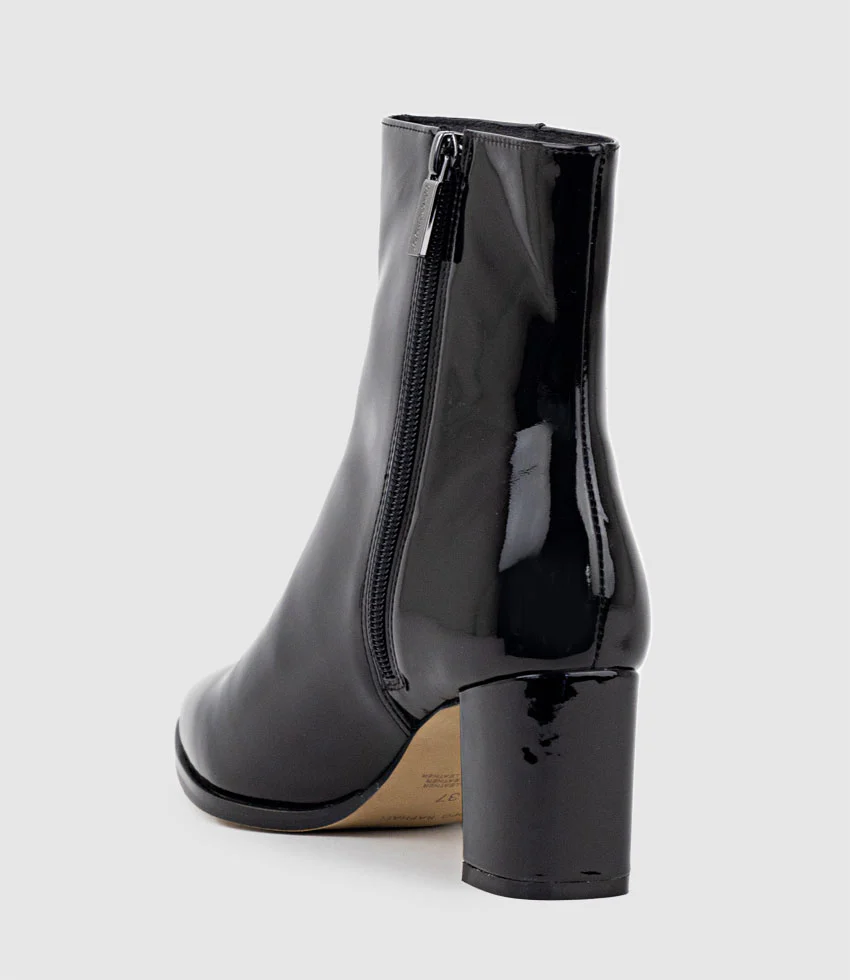 ZOMO60 Block Heel Ankle Boot in Black Patent - Image 3